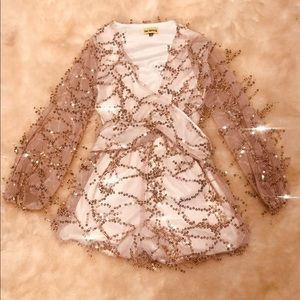 Long sleeve sequin romper